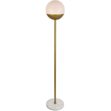 CLING 62 in. Eclipse 1 Light Floor Lamp Portable Light with Frosted White Glass, Brass CL3475536